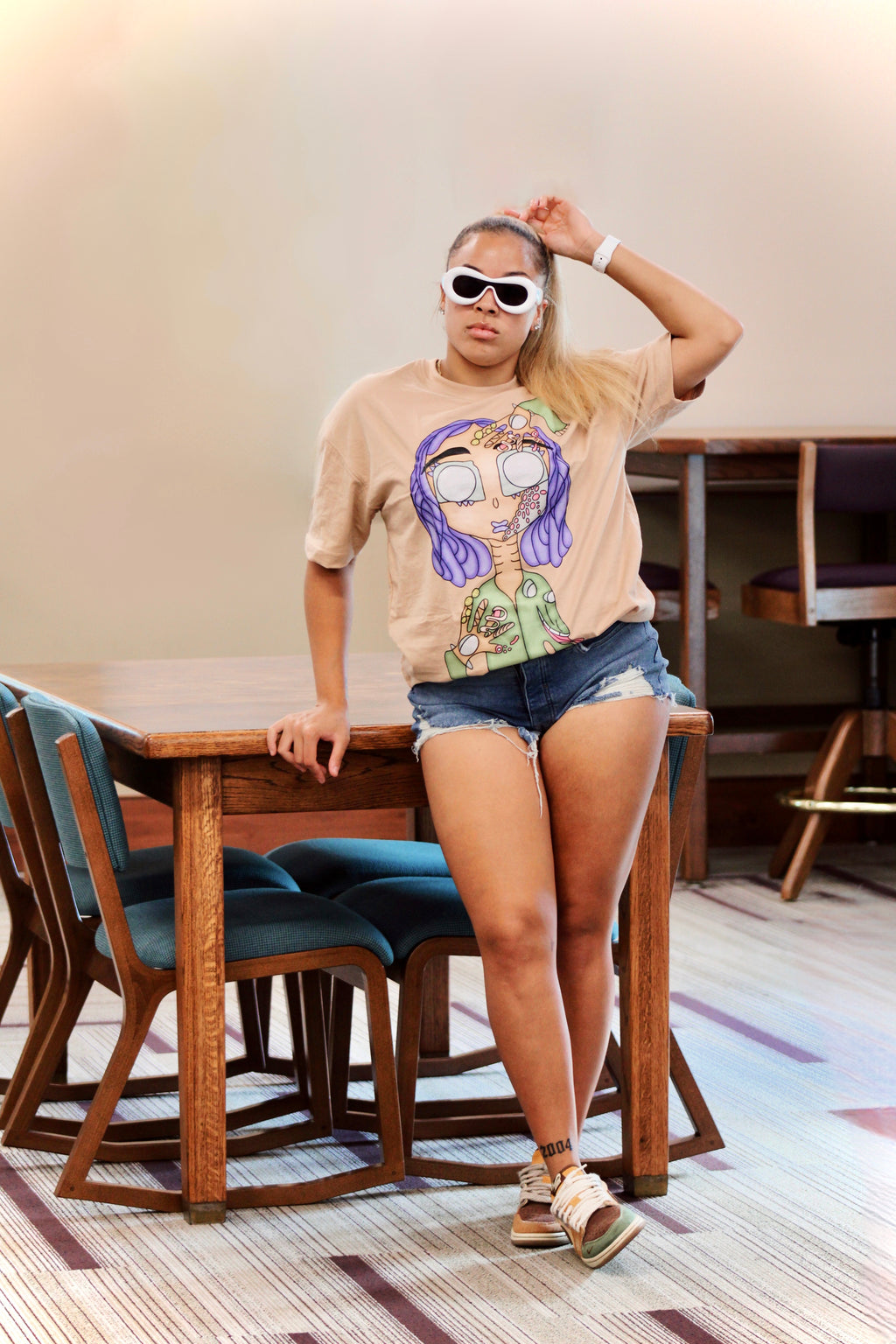 Tan Female Graphic Tshirt